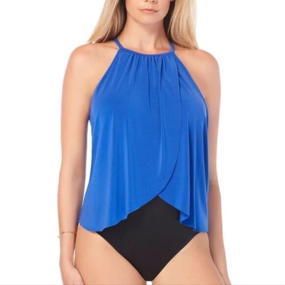 MAGICSUIT Nwot Aubrey Draped Halter One-Piece Swimsuit Cobalt 14 - Picture 1 of 11